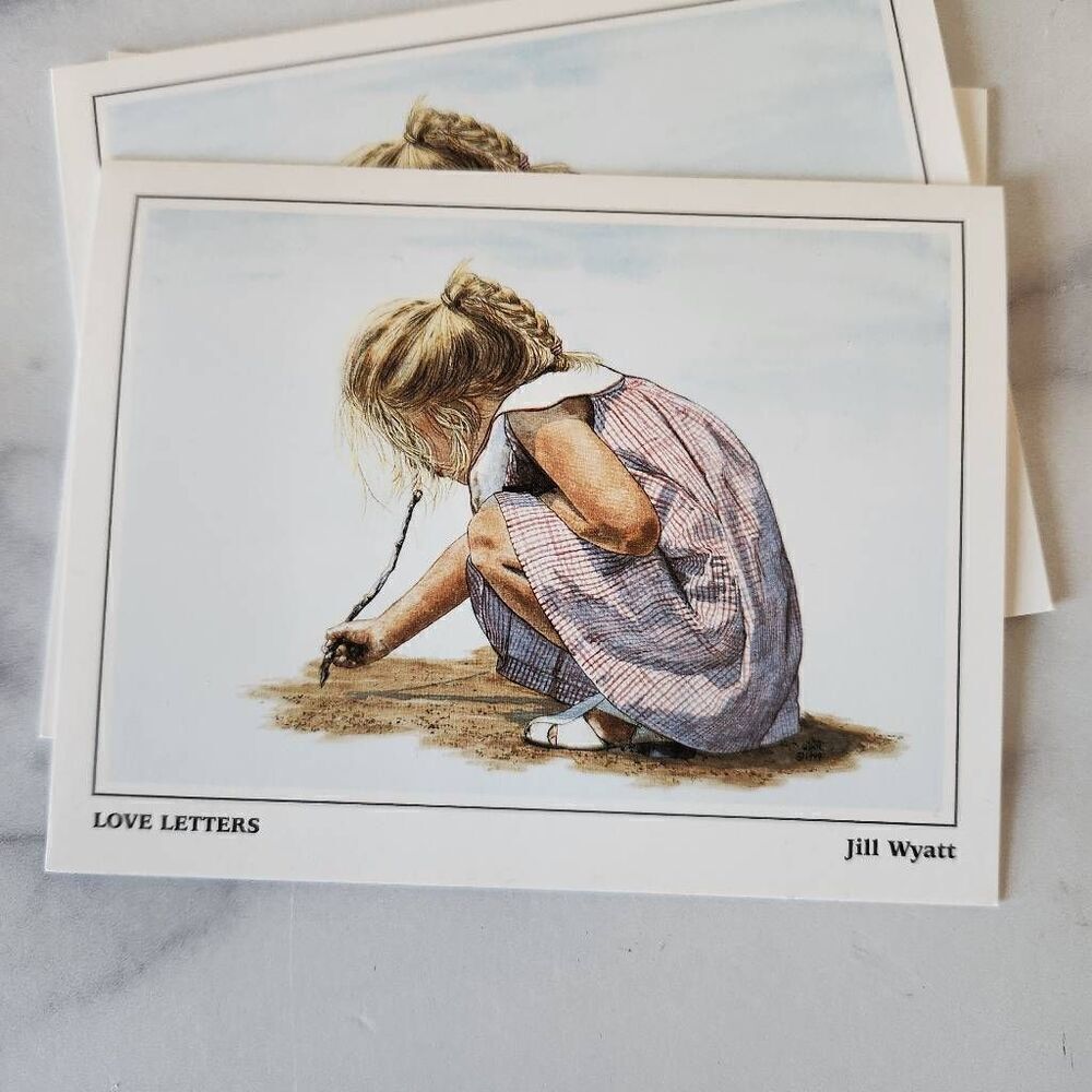 Love Letters Jill Wyatt watercolor print 3 notecards American 90s little blonde